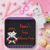 Assiettes En Carton Soirée d'Halloween de fille Vampire (Fête)