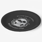 Assiettes En Carton Soirée d'Halloween du crâne gothique (Angle)