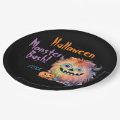 Assiettes En Carton Soirée d'Halloween du mignon Monster Bash (Angle)