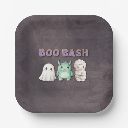 Assiettes En Carton Soirée d'Halloween en costume mignon (Recto)