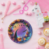 Assiettes En Carton Soirée d'Halloween enchantée - Plaques de papier f (Fête)