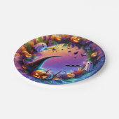 Assiettes En Carton Soirée d'Halloween enchantée - Plaques de papier f (Angle)