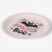 Assiettes En Carton Soirée d'Halloween rose et noir (Angle)