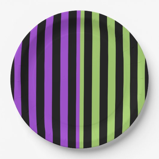 Assiettes En Carton Soirée d'Halloween violet vert et noir (Devant)