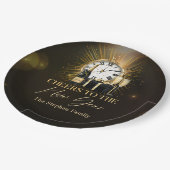 Assiettes En Carton Soirée du Nouvel An 2025 Champagne d'or (Angle)