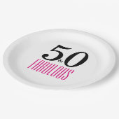 Assiettes En Carton Soirée élégante rose 50e anniversaire (Angle)