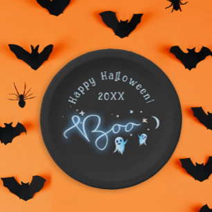 Assiettes En Carton Soirée Fantôme Halloween Nuit Ensorcelée