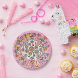 Assiettes En Carton Soirée Fée à thème rose pour enfants