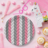 Assiettes En Carton Soirée Gris Noir Rose Chevron (Fête)