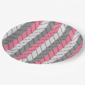 Assiettes En Carton Soirée Gris Noir Rose Chevron (Angle)