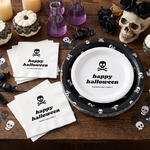 Assiettes En Carton Soirée Halloween Crâne et Os