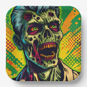 Assiettes En Carton Soirée Halloween Zombie Effrayant