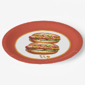 Assiettes En Carton Soirée hot-dog à griller (Angle)