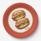 Assiettes En Carton Soirée hot-dog à griller (Devant)