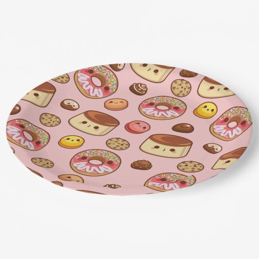 Assiettes En Carton Soirée Kawaii Douce Rose Cute (Angle)
