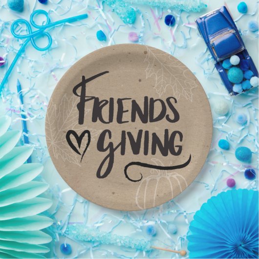 Assiettes En Carton Soirée Kraft Friendsgiving (Fête)