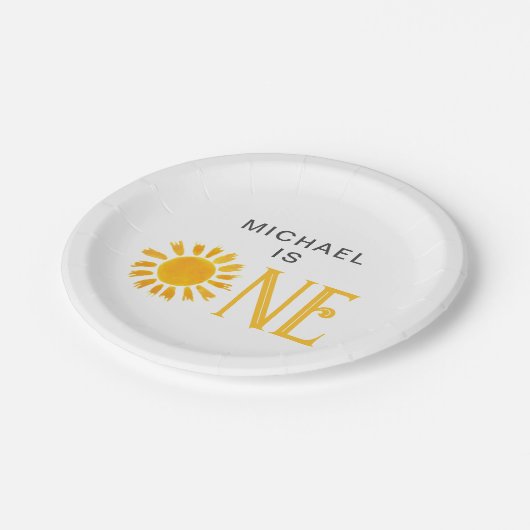 Assiettes En Carton Soirée personnalisée Soleil Jaune Premier Annivers (Angle)