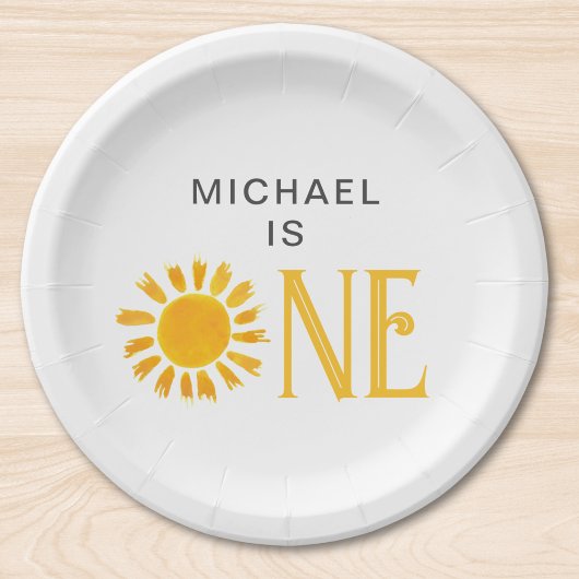 Assiettes En Carton Soirée personnalisée Soleil Jaune Premier Annivers