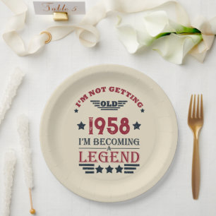 Assiettes En Carton Soirée personnalisée vintage de 65e anniversaire