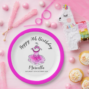 Assiettes En Carton Soirée rose filles 9 anniversaire