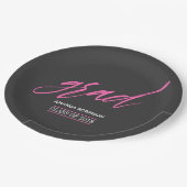 Assiettes En Carton Soirée tendance rose et gris Graduation (Angle)