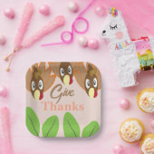 Assiettes En Carton Soirée Thanksgiving Turquie mignonne (Fête)