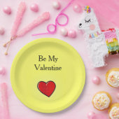 Assiettes En Carton Sois mon coeur rouge valentin en jaune (Fête)