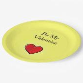 Assiettes En Carton Sois mon coeur rouge valentin en jaune (Angle)