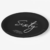Assiettes En Carton Soixante Black Modern Lettering 60e anniversaire (Angle)