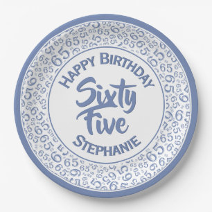 Assiettes En Carton soixante-cinquième Bleu frais et blanc de motif de