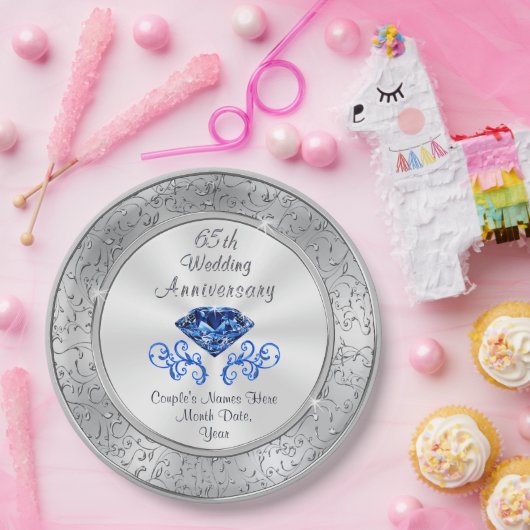 Assiettes En Carton Soixante-cinquième plats d'anniversaire de mariage (Fête)