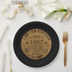 Assiettes En Carton Soixante-dix vintages 70e anniversaire personnalis