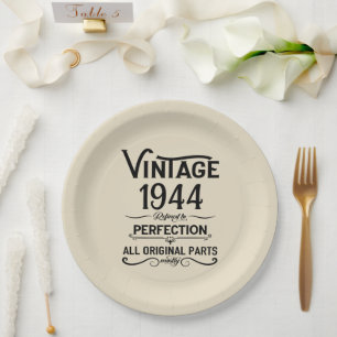 Assiettes En Carton Soixante-dix vintages fête du 80e anniversaire