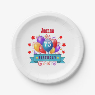 Assiettes En Carton soixante-quinzième Ballons colorés de fête C01G