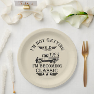 Assiettes En Carton Soixante vintage 60e anniversaire personnalisée