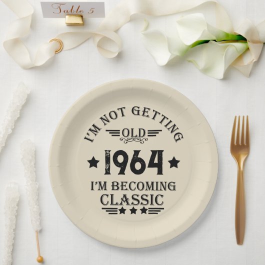 Assiettes En Carton Soixante vintage 60e anniversaire personnalisée (Mariage)