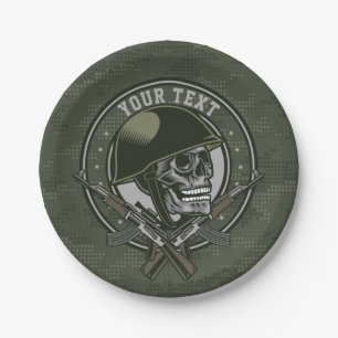 Assiettes En Carton Soldat de Camo militaire personnalisé : crâne et a