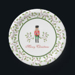 Assiettes En Carton Soldat Nutcracker & Fête Holly Christmas<br><div class="desc">Elégant peint à la main aquarelle Noisette soldat et Holly Feuilles Noël Plaques.</div>