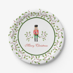 Assiettes En Carton Soldat Nutcracker & Fête Holly Christmas