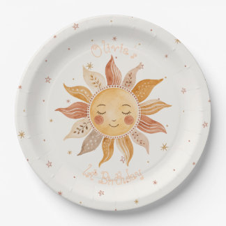 Assiettes En Carton Soleil Boho Rose 1er Anniversaire