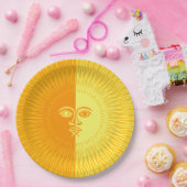 Assiettes En Carton Soleil brillant Jaune et Orange Soleil avec visage (Fête)