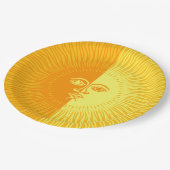 Assiettes En Carton Soleil brillant Jaune et Orange Soleil avec visage (Angle)