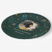 Assiettes En Carton Soleil Céleste Et Fleurs Lune Étoiles Vert (Angle)