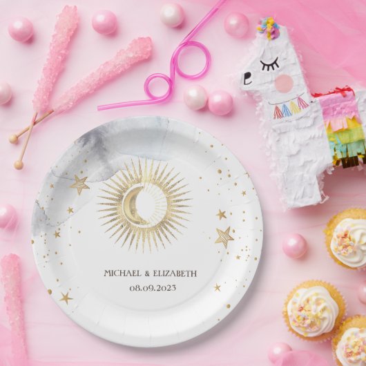 Assiettes En Carton Soleil céleste, Lune, Étoiles (Fête)