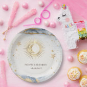 Assiettes En Carton Soleil céleste, Lune, Etoiles Aquarelle (Fête)