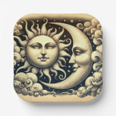 Assiettes En Carton Soleil céleste vintage et lune (Recto)