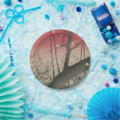 Assiettes En Carton soleil couchant japonais pruniers arbres (Fête)