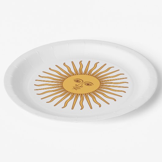 Assiettes En Carton Soleil de mai (Soleil argentin) (Angle)