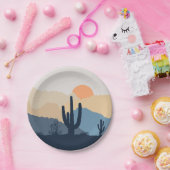 Assiettes En Carton Soleil désert bleu et beige (Fête)