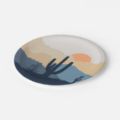 Assiettes En Carton Soleil désert bleu et beige (Angle)